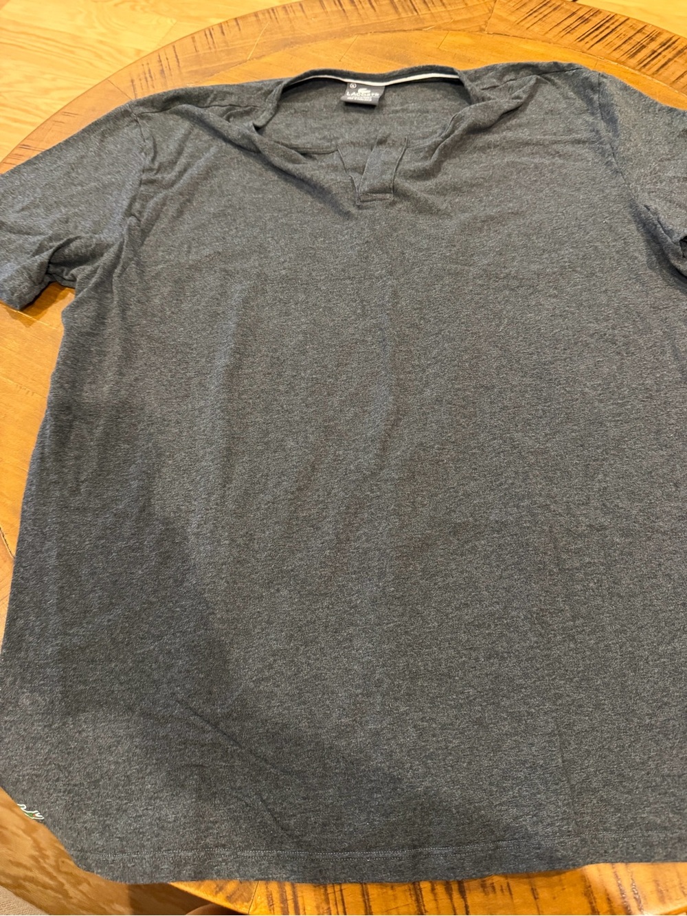 Lacoste Heather Charcoal Short Sleeve V-Neck Tee